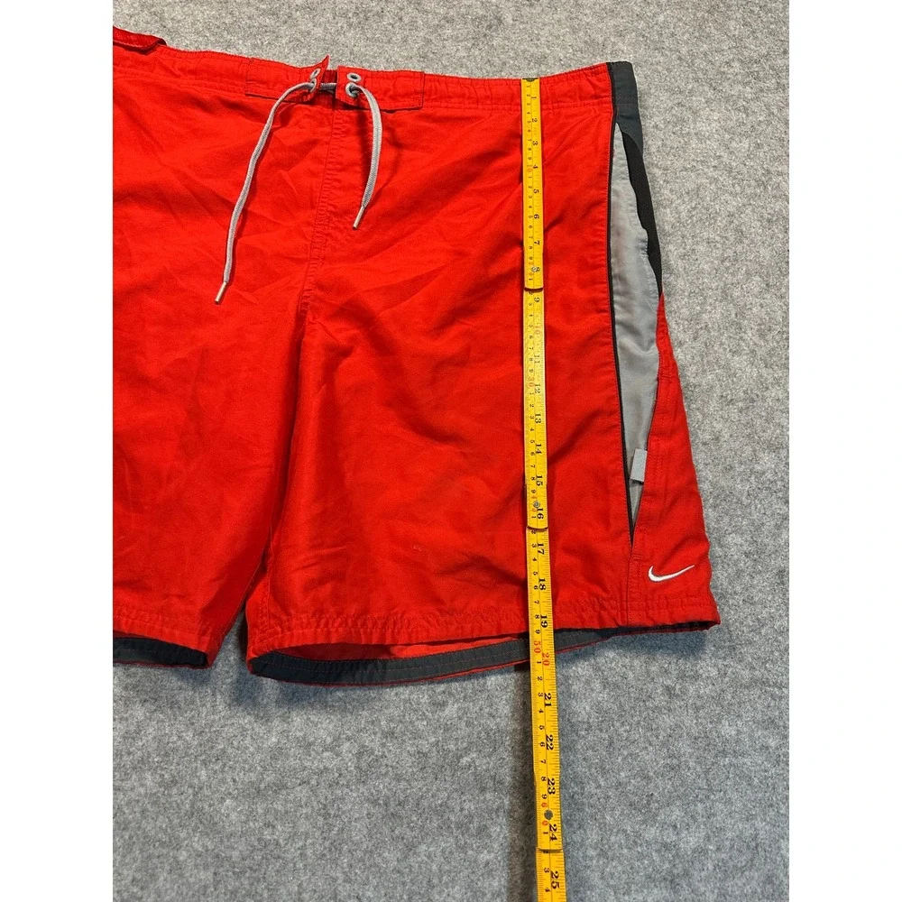 Nike Swim Board‎ Shorts XL Red Grey Colorblock Quick Dry Polyester